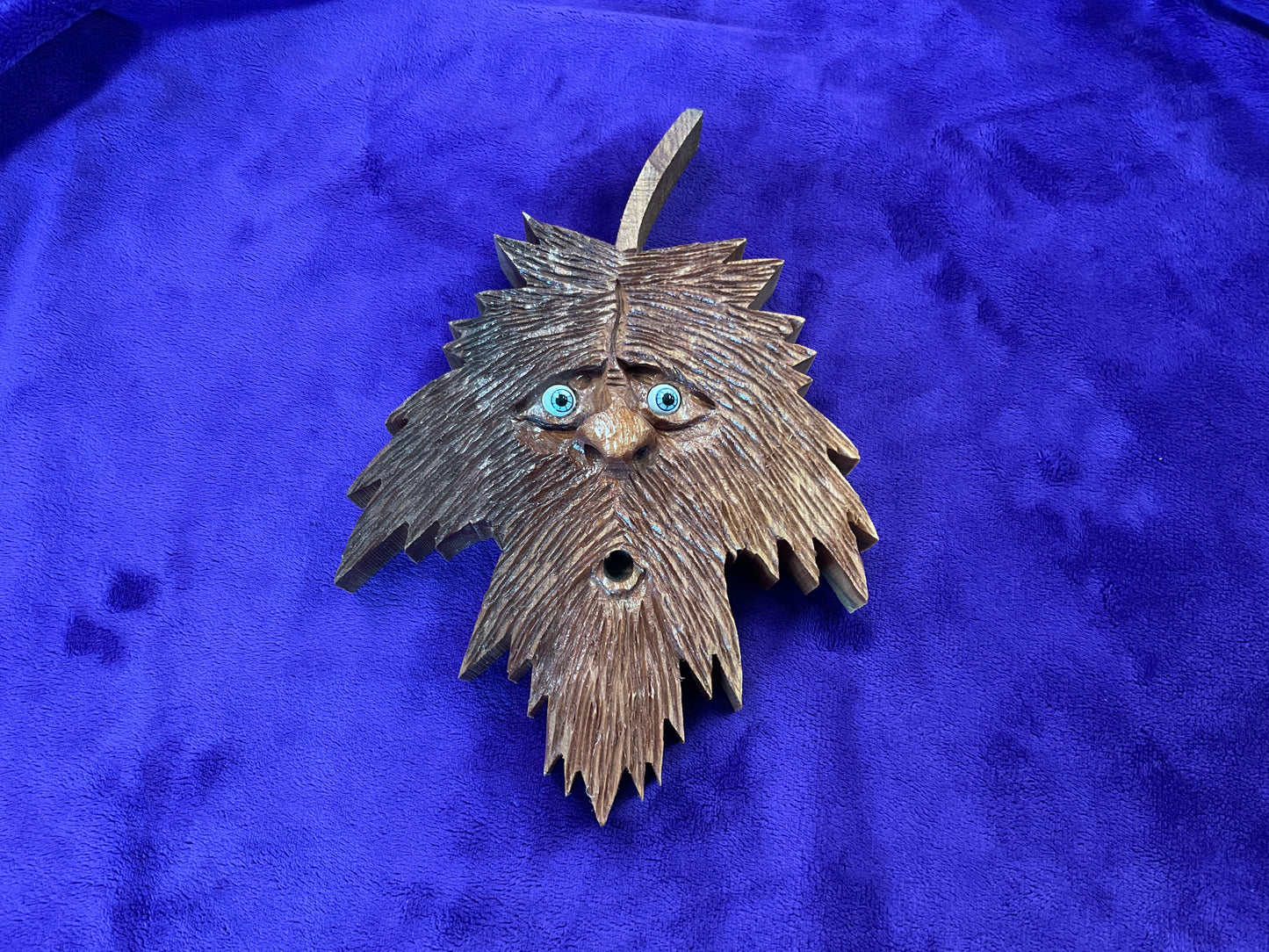 Hand Carved Maple Leaf with Face