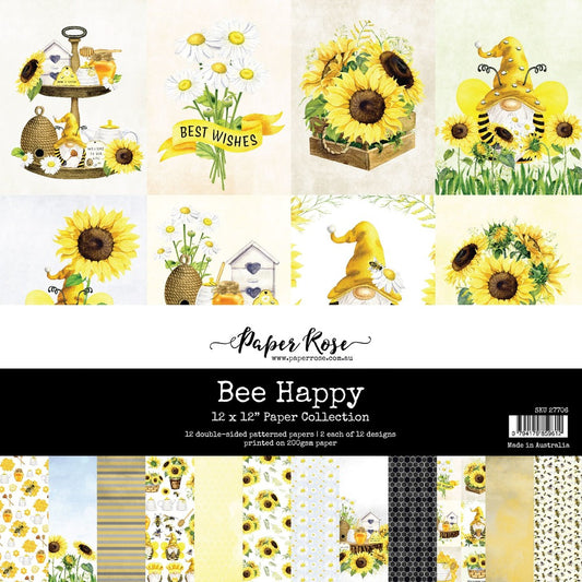 Paper Rose Bee Happy 12x12 Paper Pack