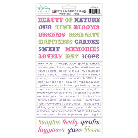 Mintay Papers Lilac Garden Paper Stickers Words 6X12