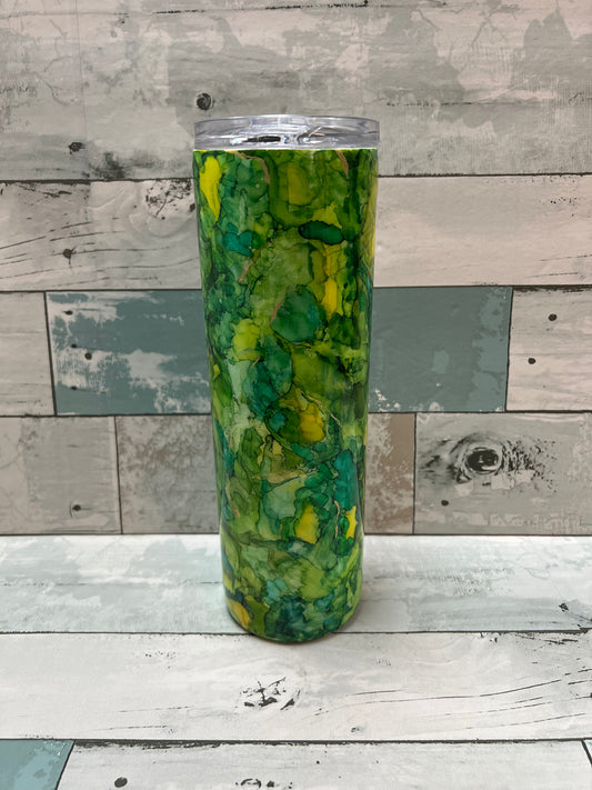 Green Alcohol Ink 30oz Resin Tumbler