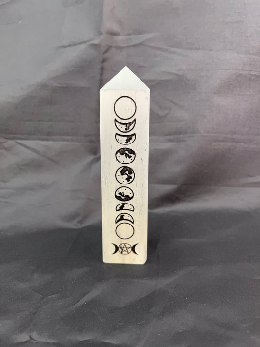 Selenite Moon Phase Tower